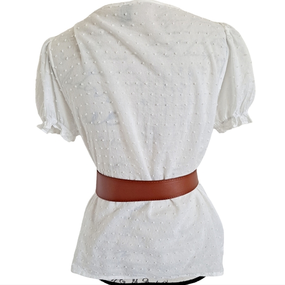 Asymmetrical Brown leather Western boho Gold buckle wide waist dress belt - Picture 9 of 14